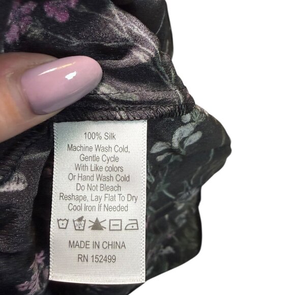 Amour Vert Ollie Silk Midi Skirt Caroline Black Floral M - Picture 5 of 6